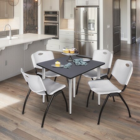 Regency Kahlo Square Table & Chair Sets, 42 W, 42 L, 29 H, Wood, Metal, Plastic Top, Grey TPL4242GYCM47GY